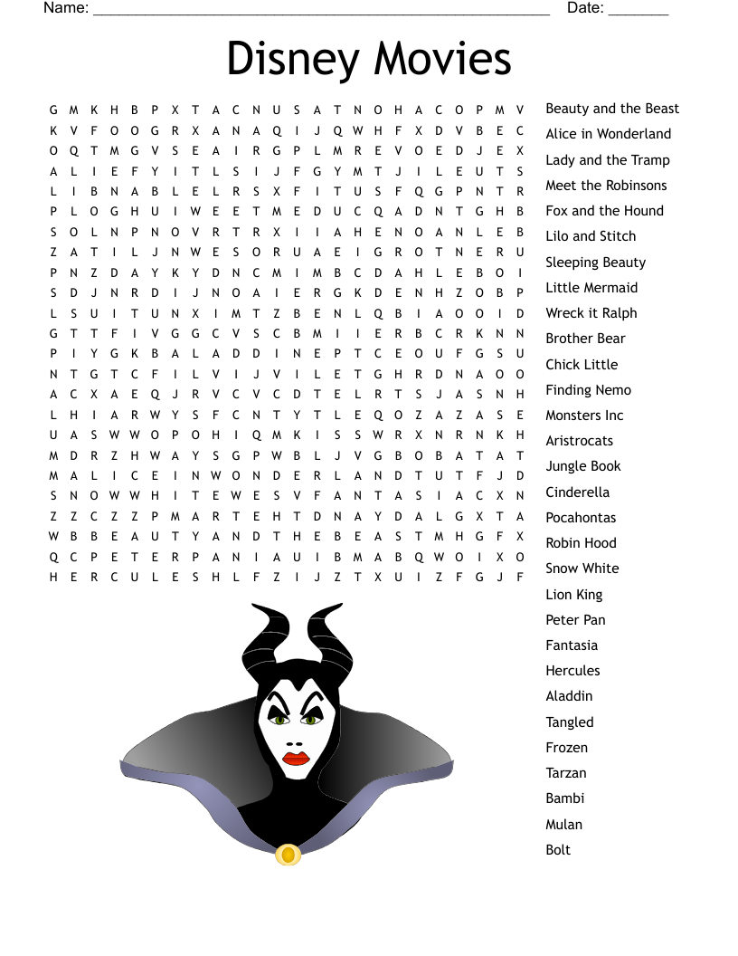 Printable Disney Word Searches Printable Disney Word Searches