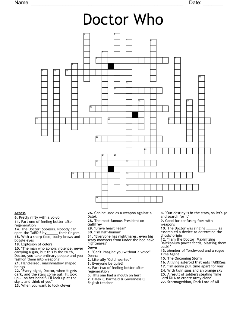 Doctor Who Word Search WordMint Doctor Who Word Search WordMint