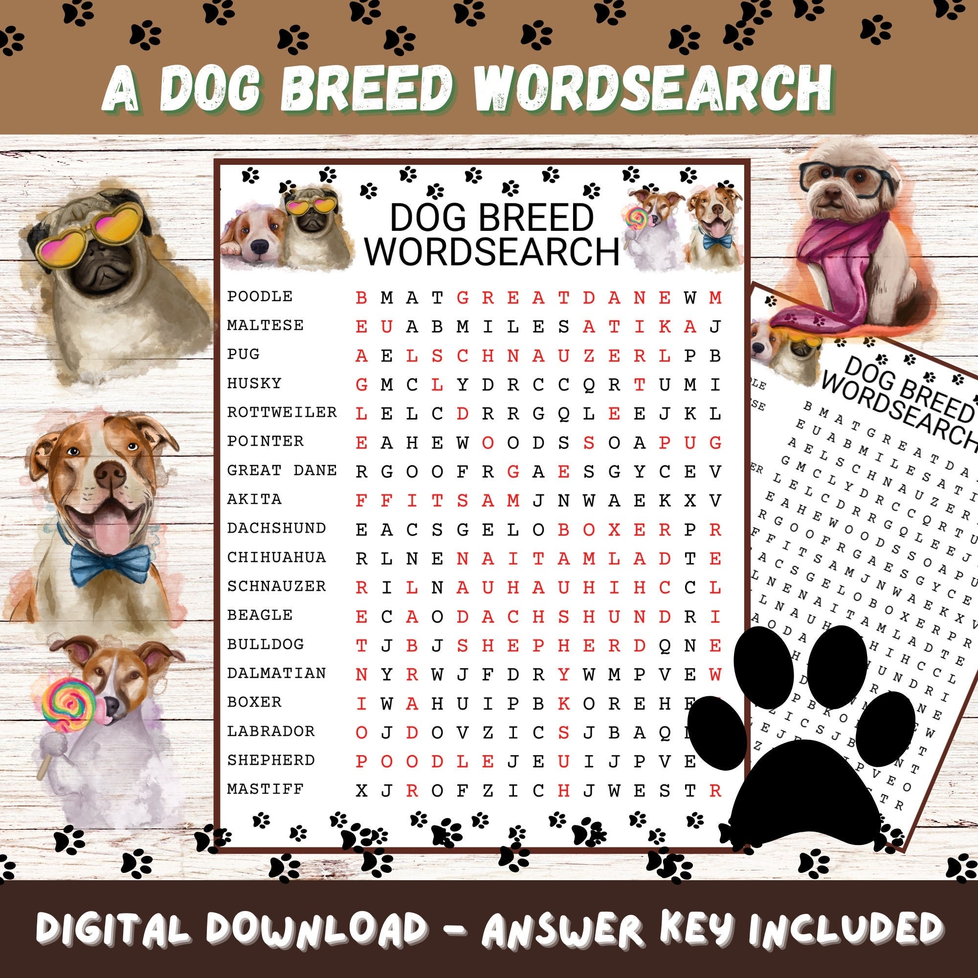 Printable Dog Word Search Printable Dog Word Search
