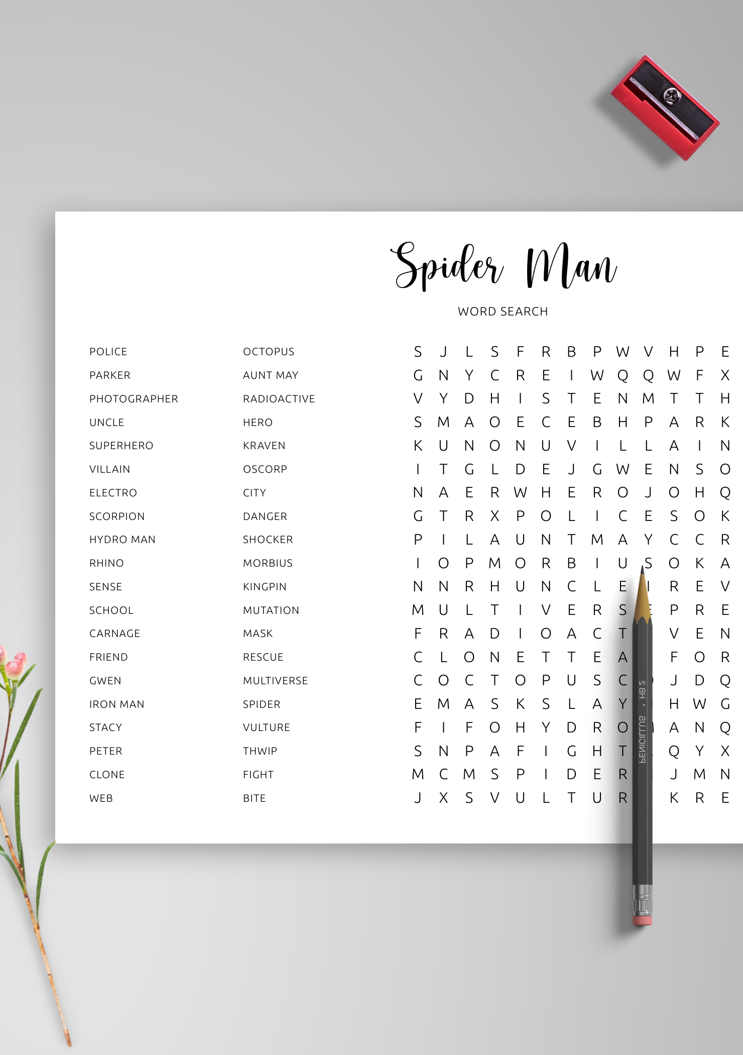 Download Printable Spider Man Word Search In PDF Download Printable Spider Man Word Search In PDF