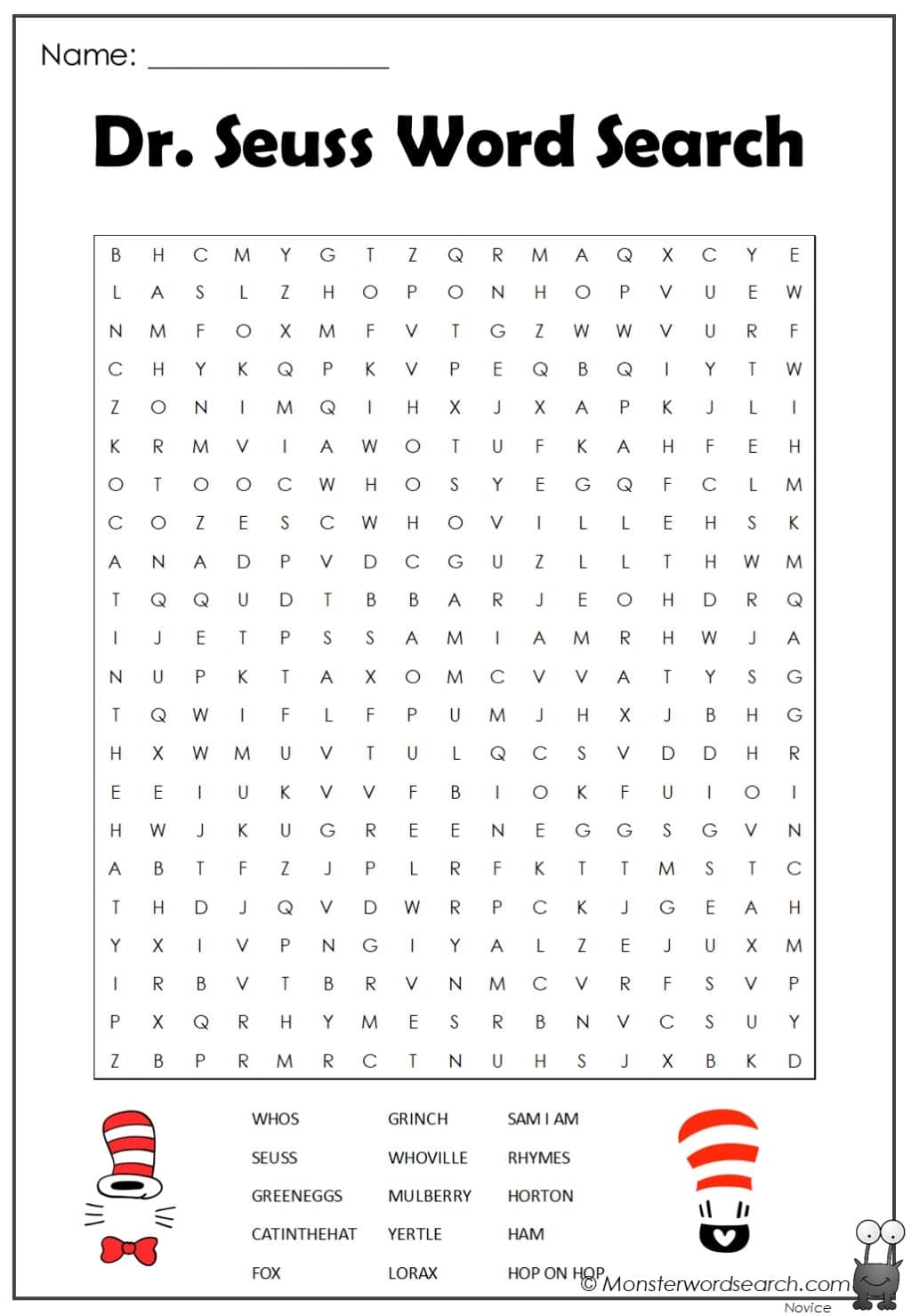 Dr Seuss Word Search Monster Word Search Dr Seuss Word Search Monster Word Search