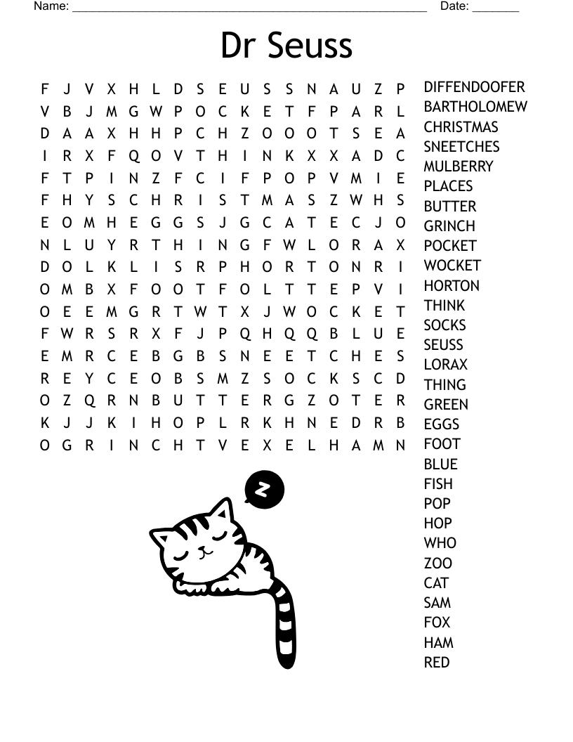 Dr Seuss Word Search WordMint Dr Seuss Word Search WordMint