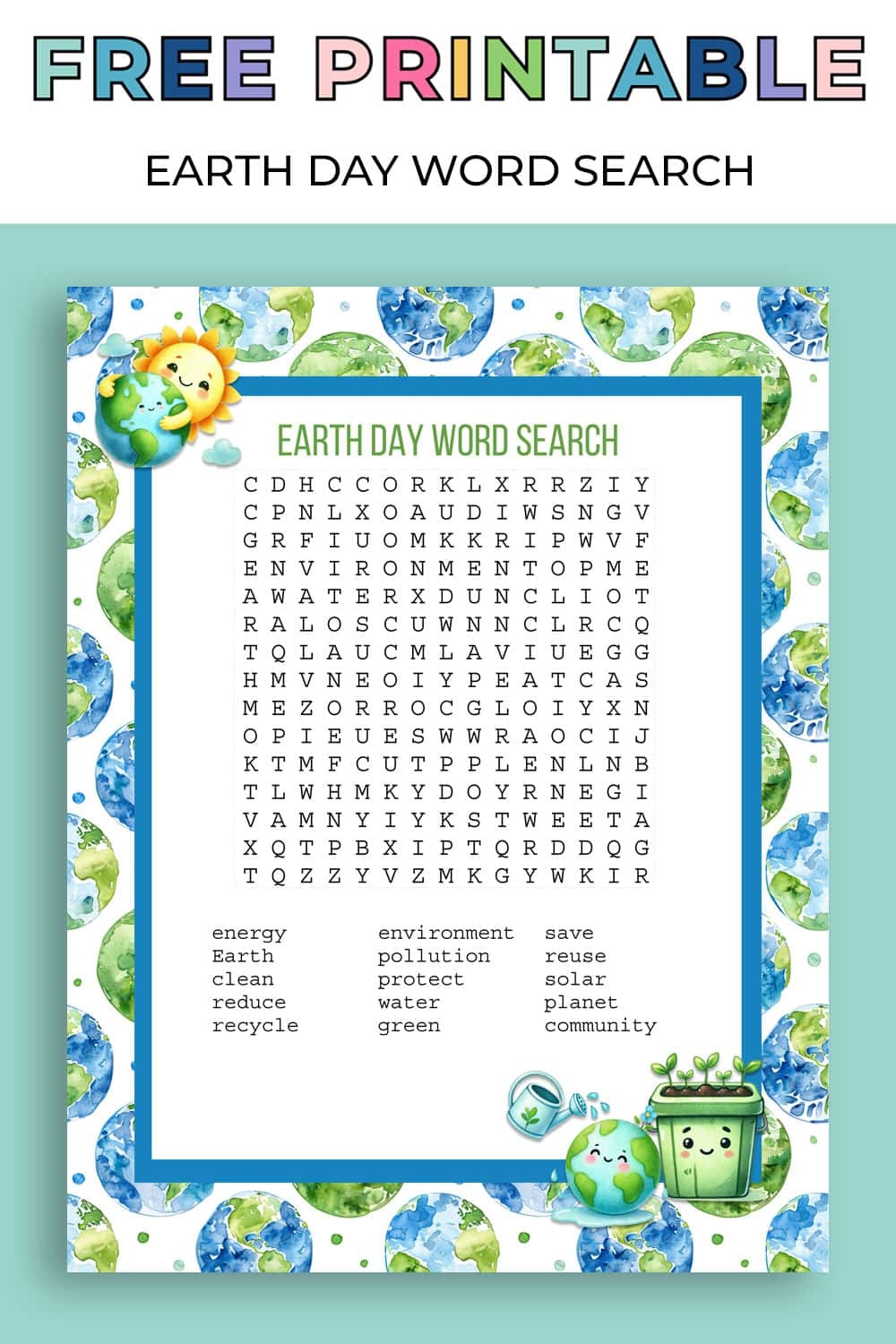 Earth Day Word Search Printable Free