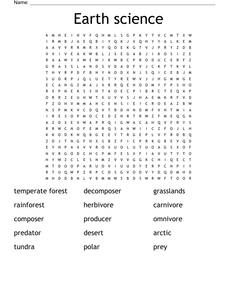 Earth Science Word Search WordMint Earth Science Word Search WordMint