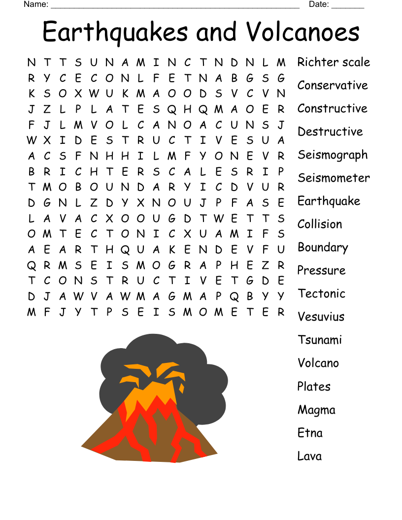 Earthquakes Word Search WordMint Earthquakes Word Search WordMint