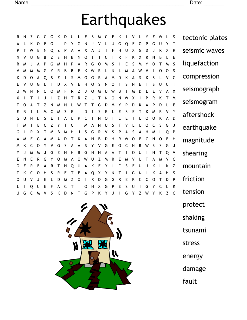 Earthquakes Word Search WordMint Earthquakes Word Search WordMint