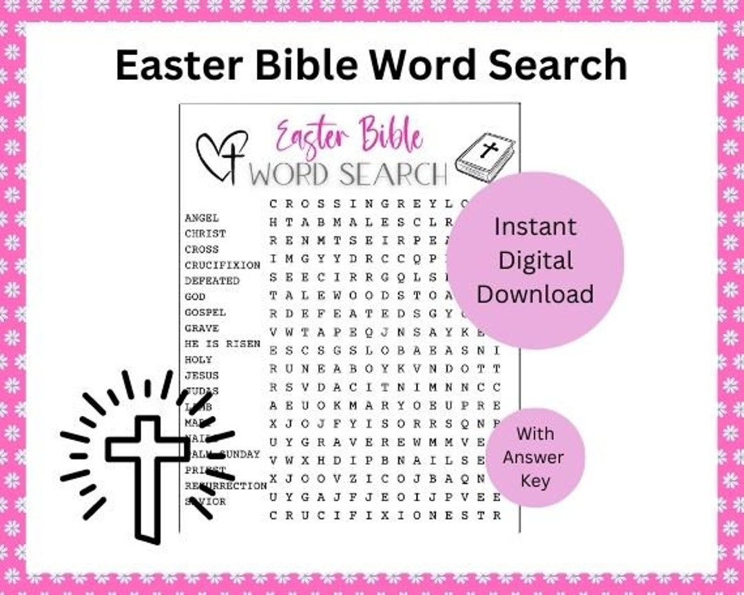 Easter Bible Word Search Game Easter Celebration Printable Game Christian Themed Easter Party Game Church Groups Christian Meetings Etsy