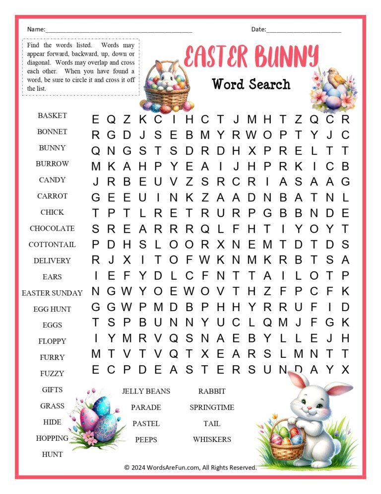 Easter Bunny Word Search