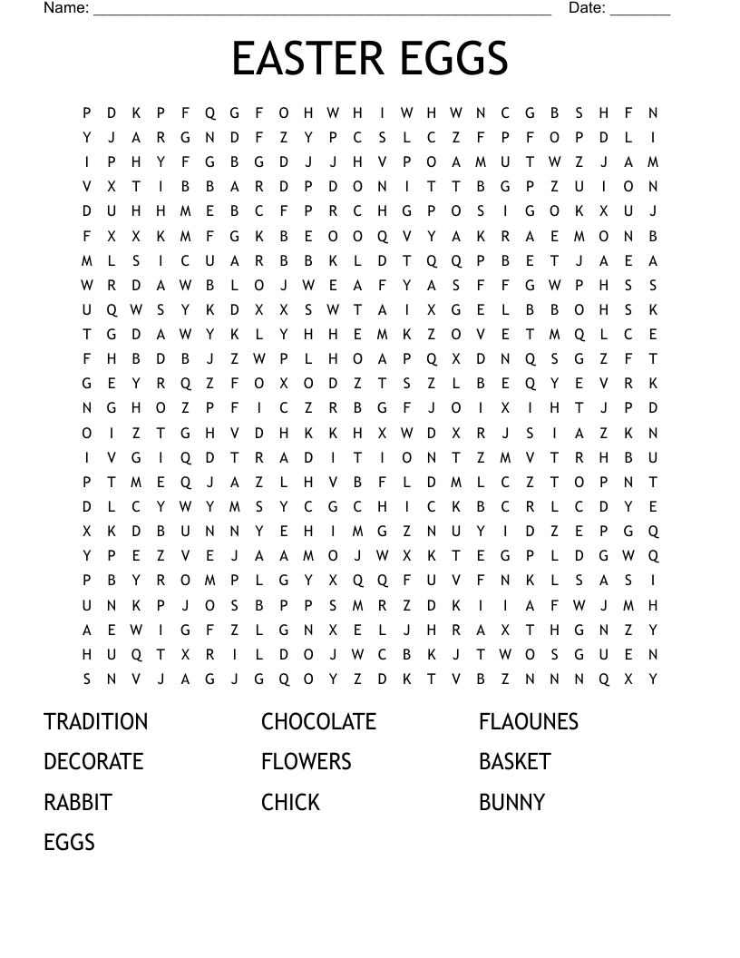 EASTER EGGS Word Search WordMint EASTER EGGS Word Search WordMint