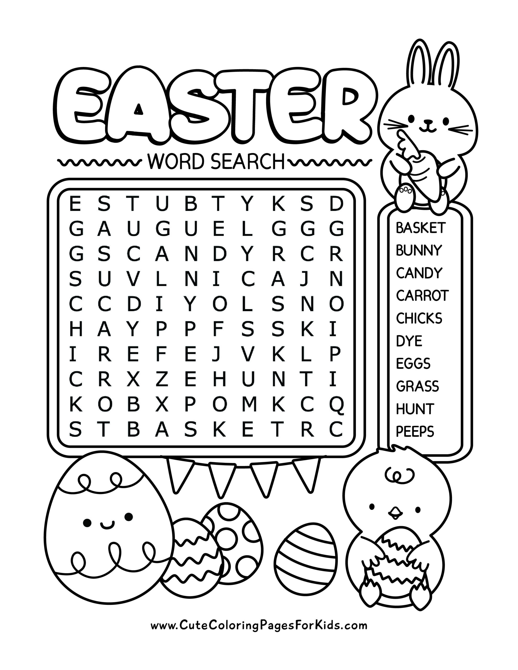 Easter Word Search Free Printable Activity For Kids Cute Coloring Pages For Kids Easter Word Search Free Printable Activity For Kids Cute Coloring Pages For Kids