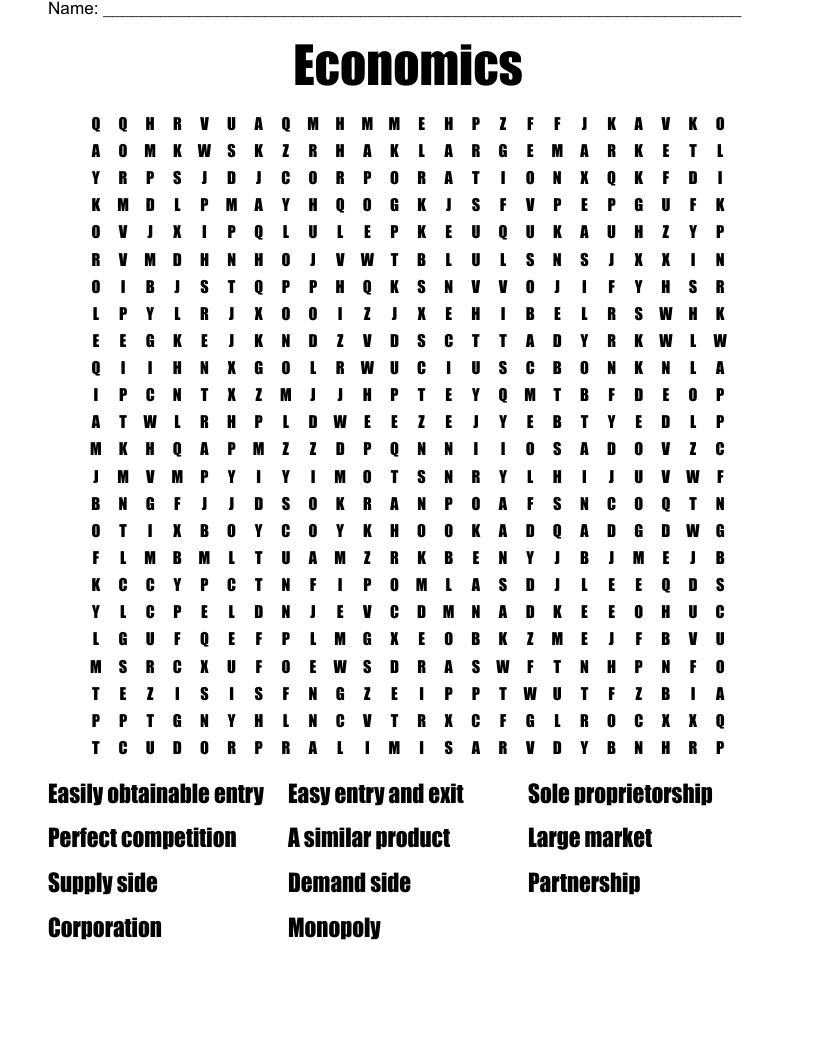 Economics Word Search WordMint