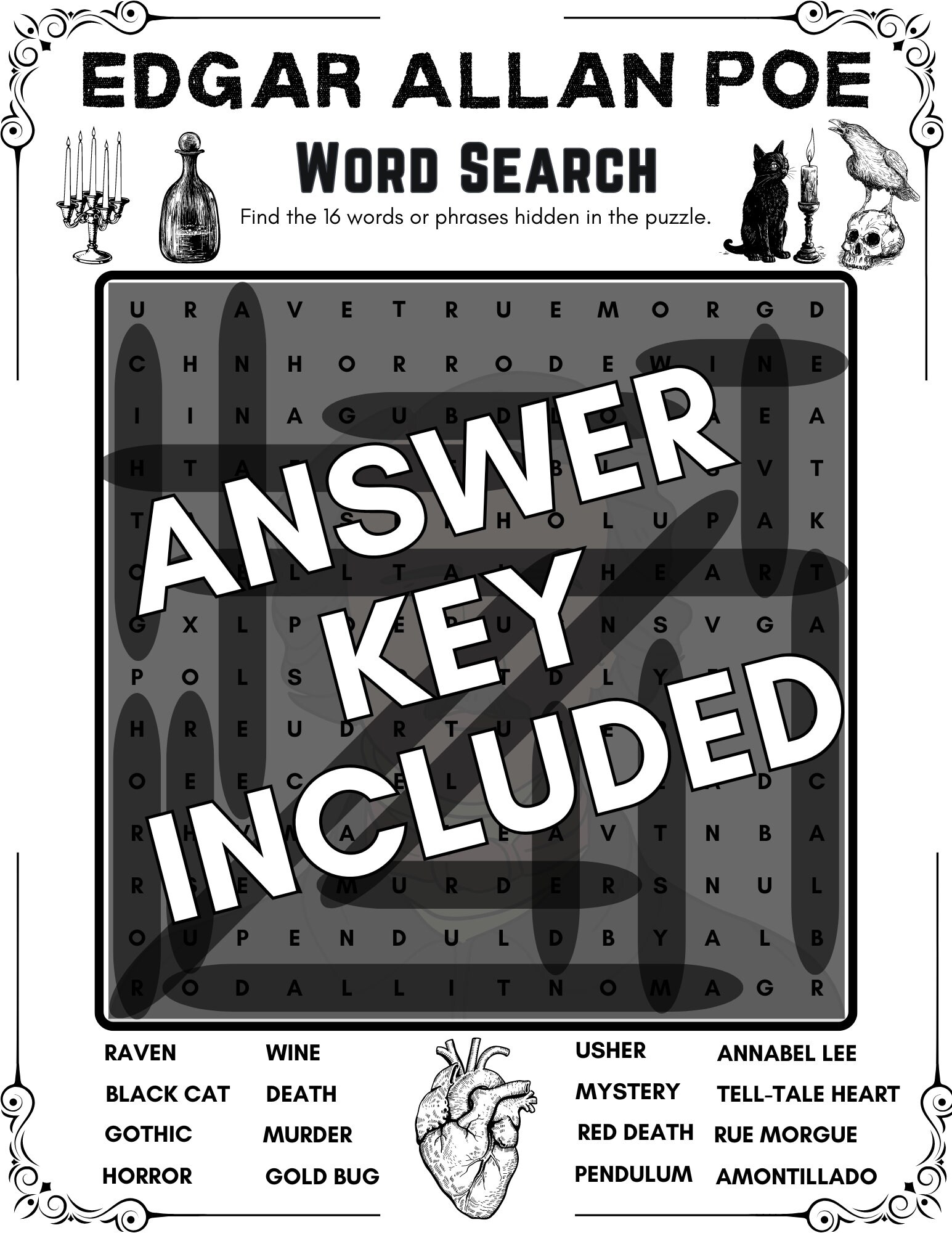 Edgar Allan Poe Printable Word Search Edgar Allan Poe Printable Word Search