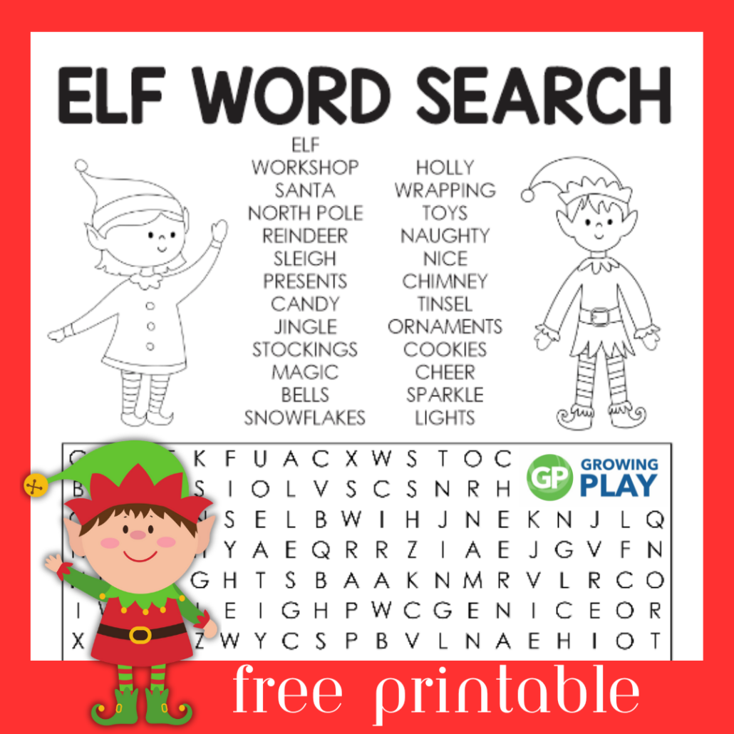 Elf Word Search Puzzle Free Printable Growing Play Elf Word Search Puzzle Free Printable Growing Play