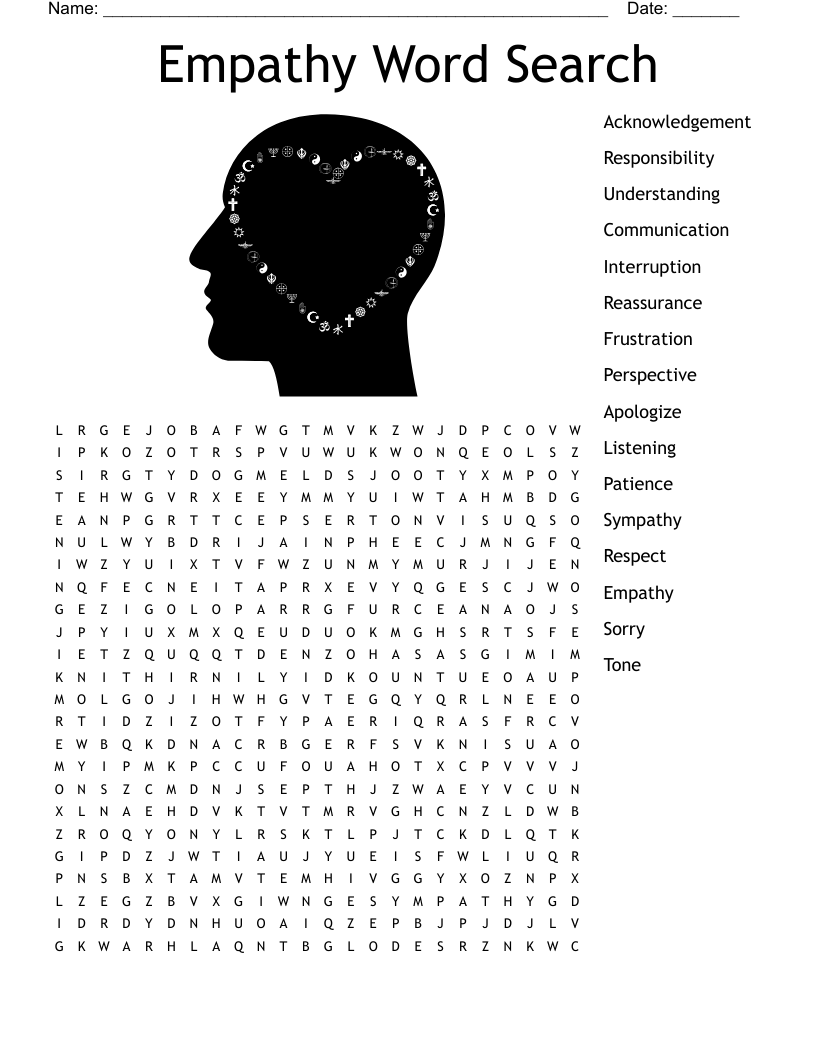 Empathy Word Search Free Printable Empathy Word Search Free Printable