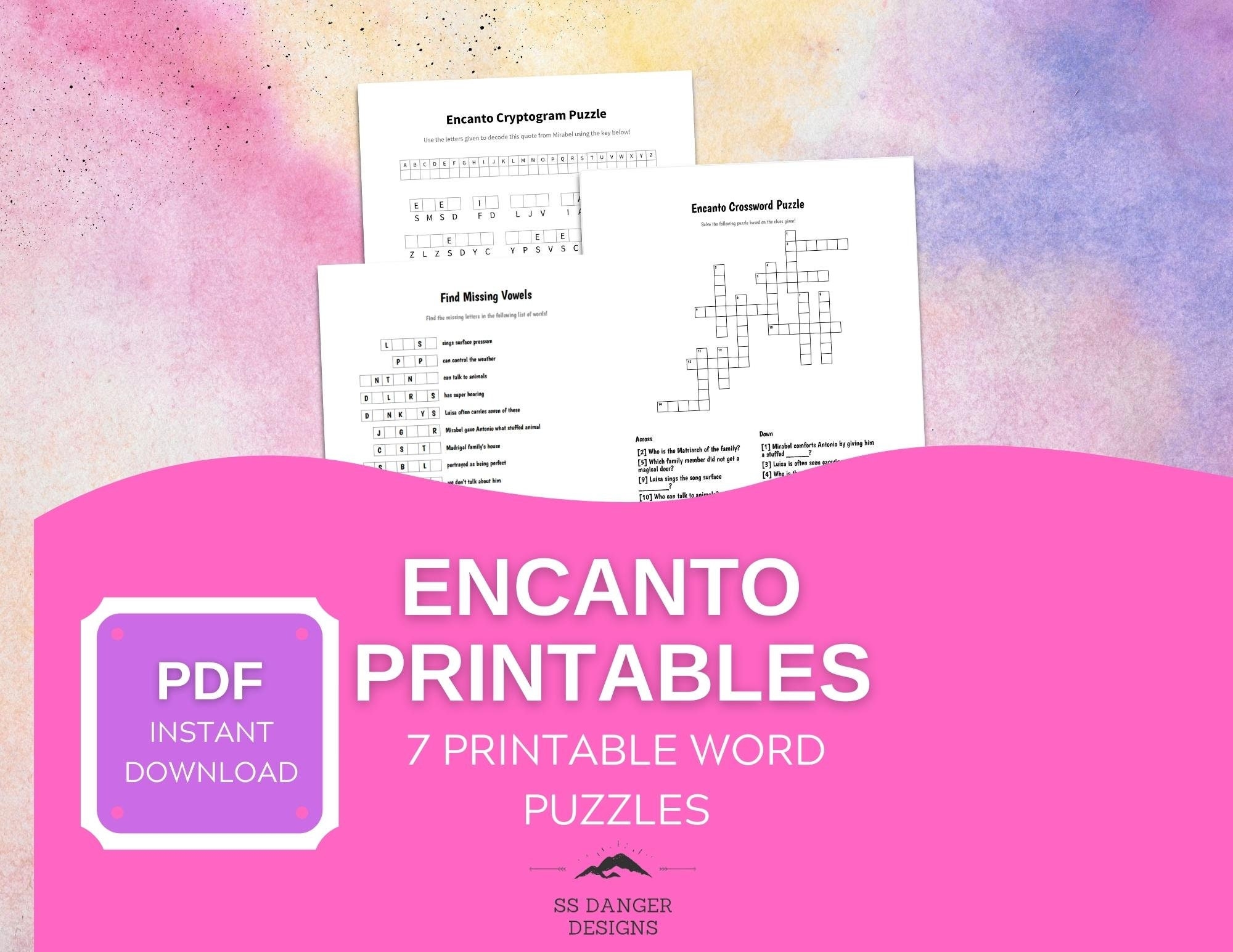 Encanto Puzzle Pack Printable Word Games For Kids U0026 Families Screen free Activities Instant Download PDF Etsy