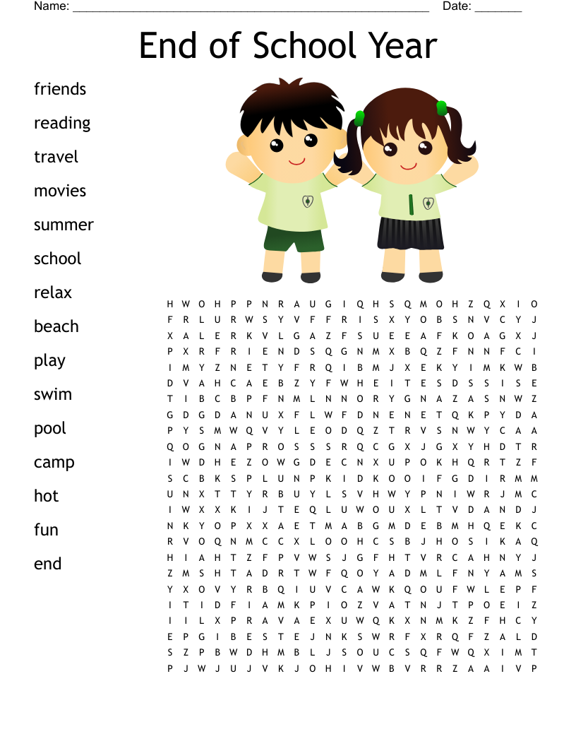 End Of School Year Word Search WordMint End Of School Year Word Search WordMint
