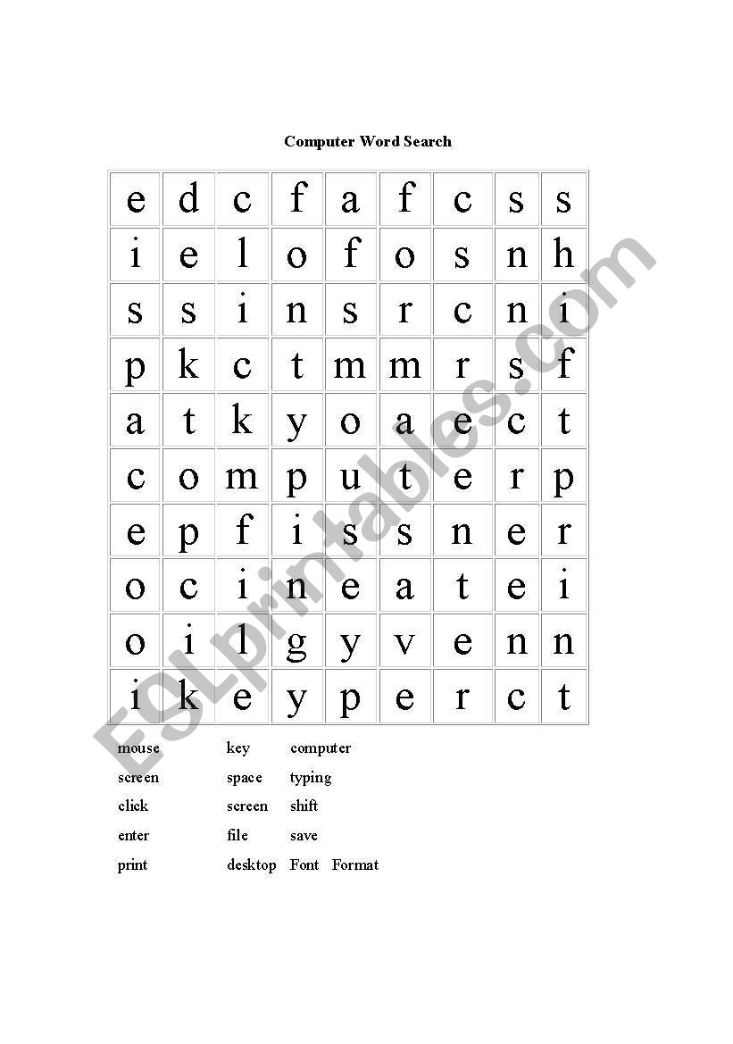 Computer Terms Word Search Printable Computer Terms Word Search Printable