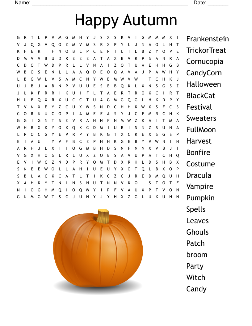 Free Printable Word Searches Fall