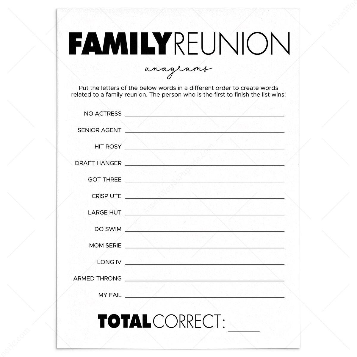 Printable Family Reunion Word Search Printable Family Reunion Word Search