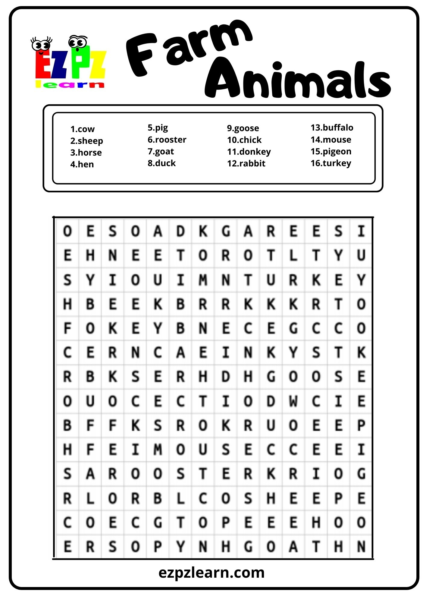 Farm Word Search Free Printable Farm Word Search Free Printable