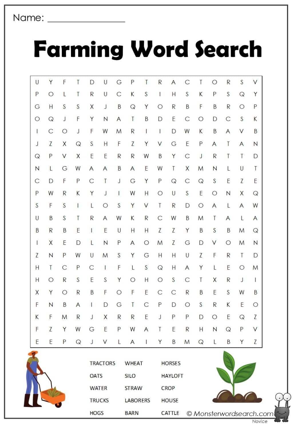 Farming Word Search Monster Word Search Farming Word Search Monster Word Search