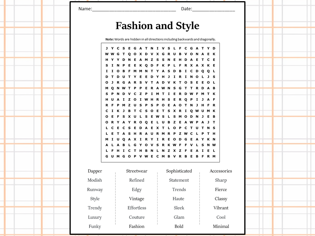 Fashion And Style Word Search Puzzle Worksheet Activity Teaching Resources Fashion And Style Word Search Puzzle Worksheet Activity Teaching Resources
