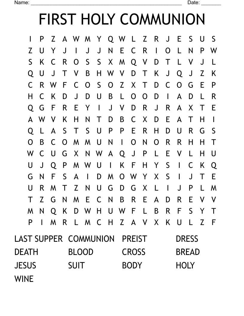 FIRST HOLY COMMUNION Word Search WordMint FIRST HOLY COMMUNION Word Search WordMint