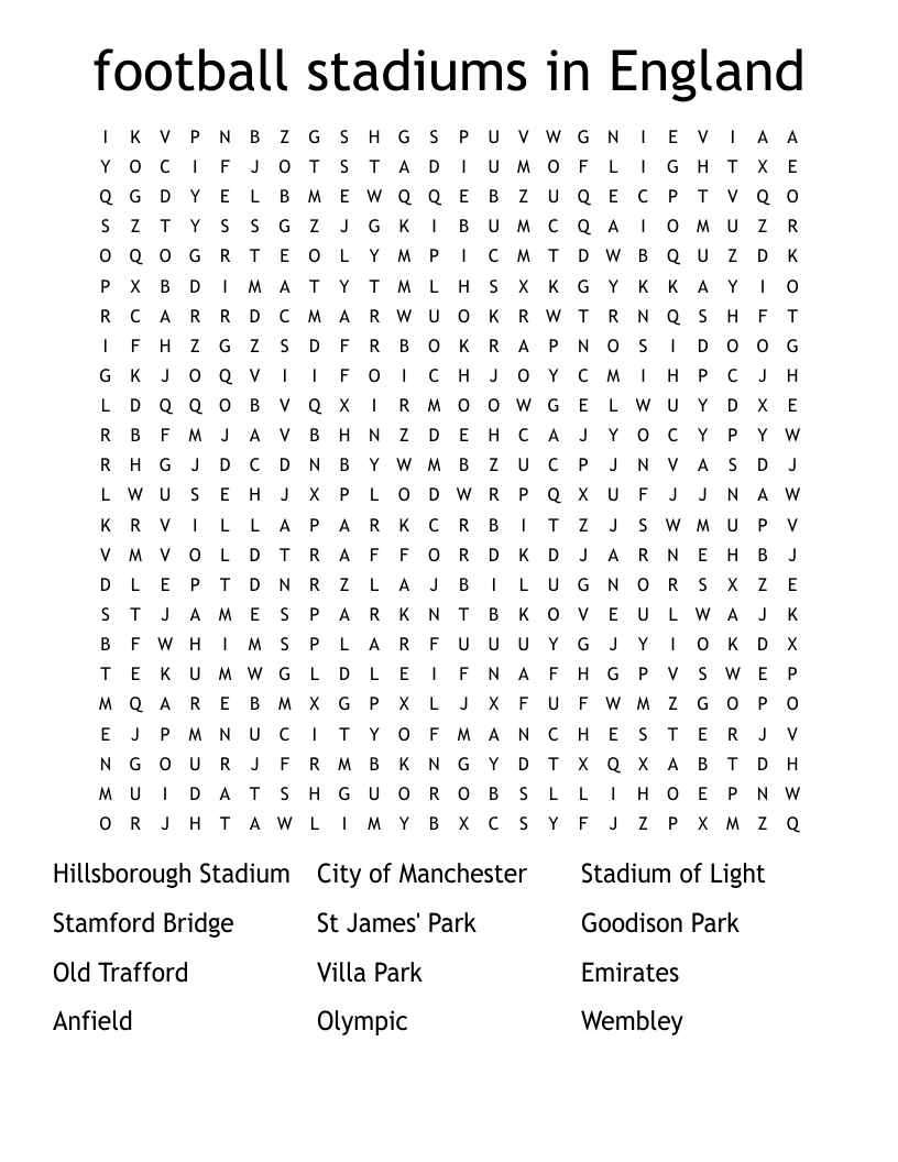 Football Word Search WordMint
