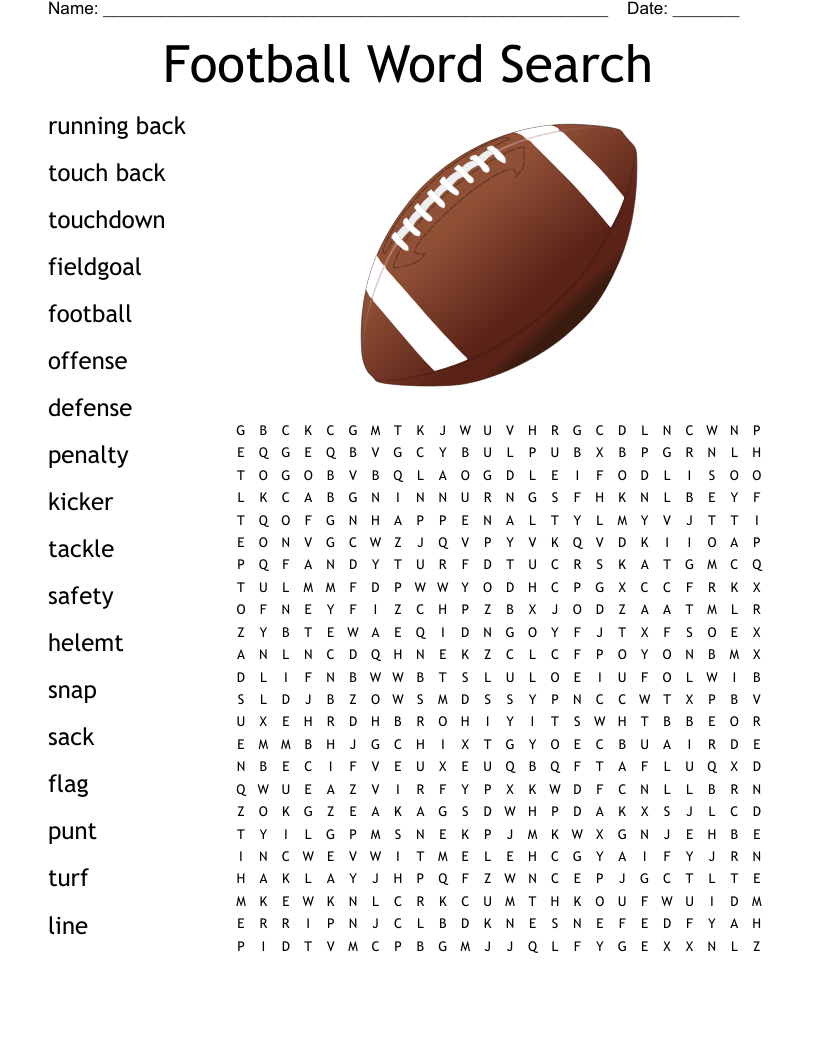 Football Word Search WordMint Football Word Search WordMint