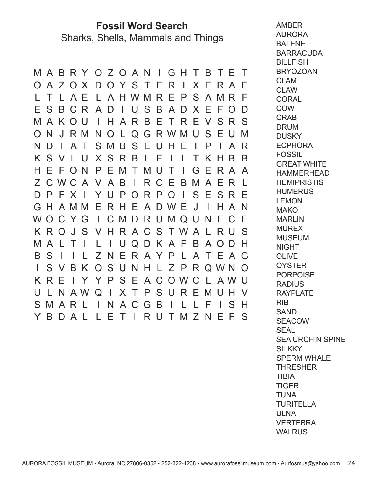 Fossil Word Search Web Fossil Word Search Web