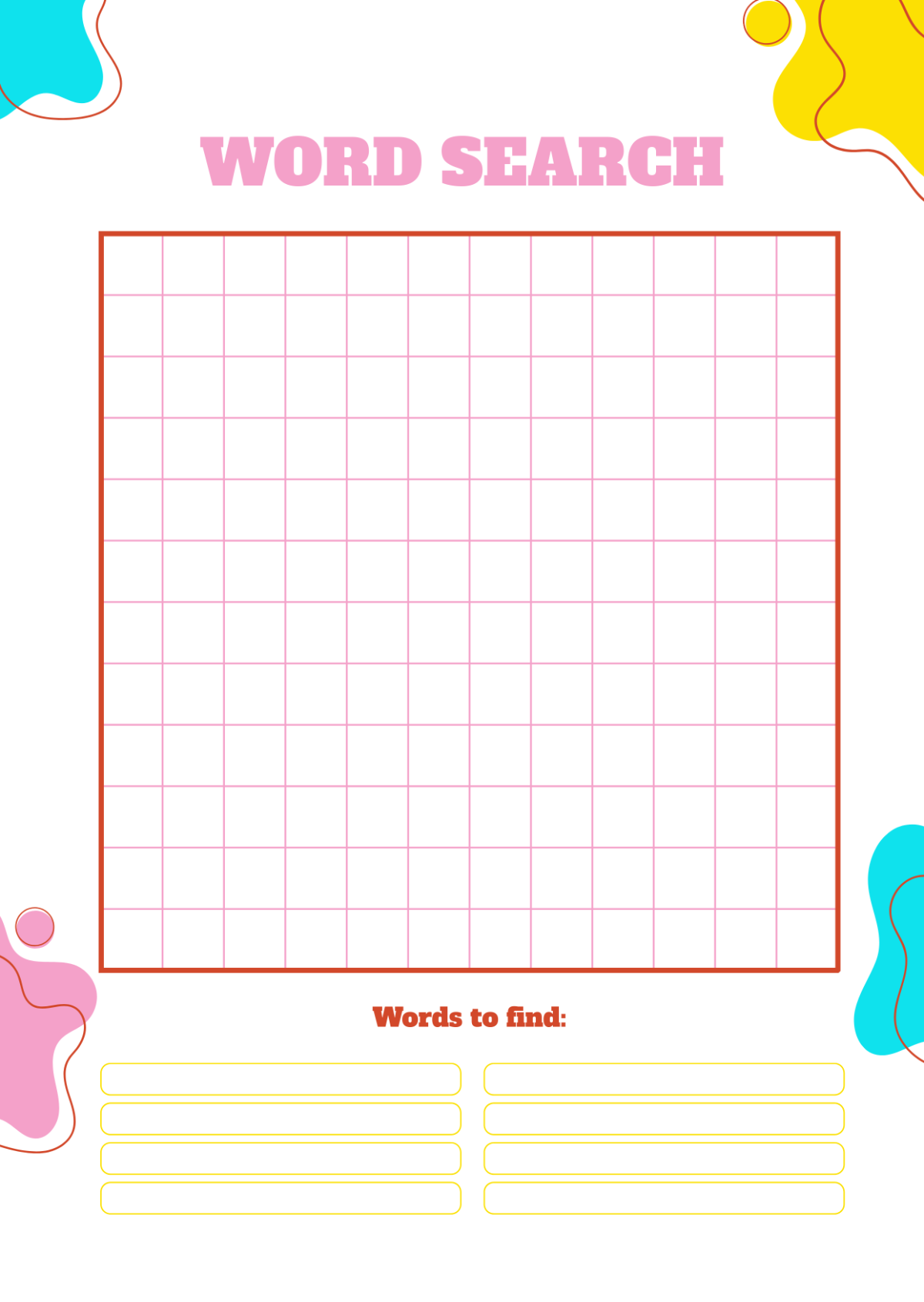 Editable Word Search Template Printable Editable Word Search Template Printable