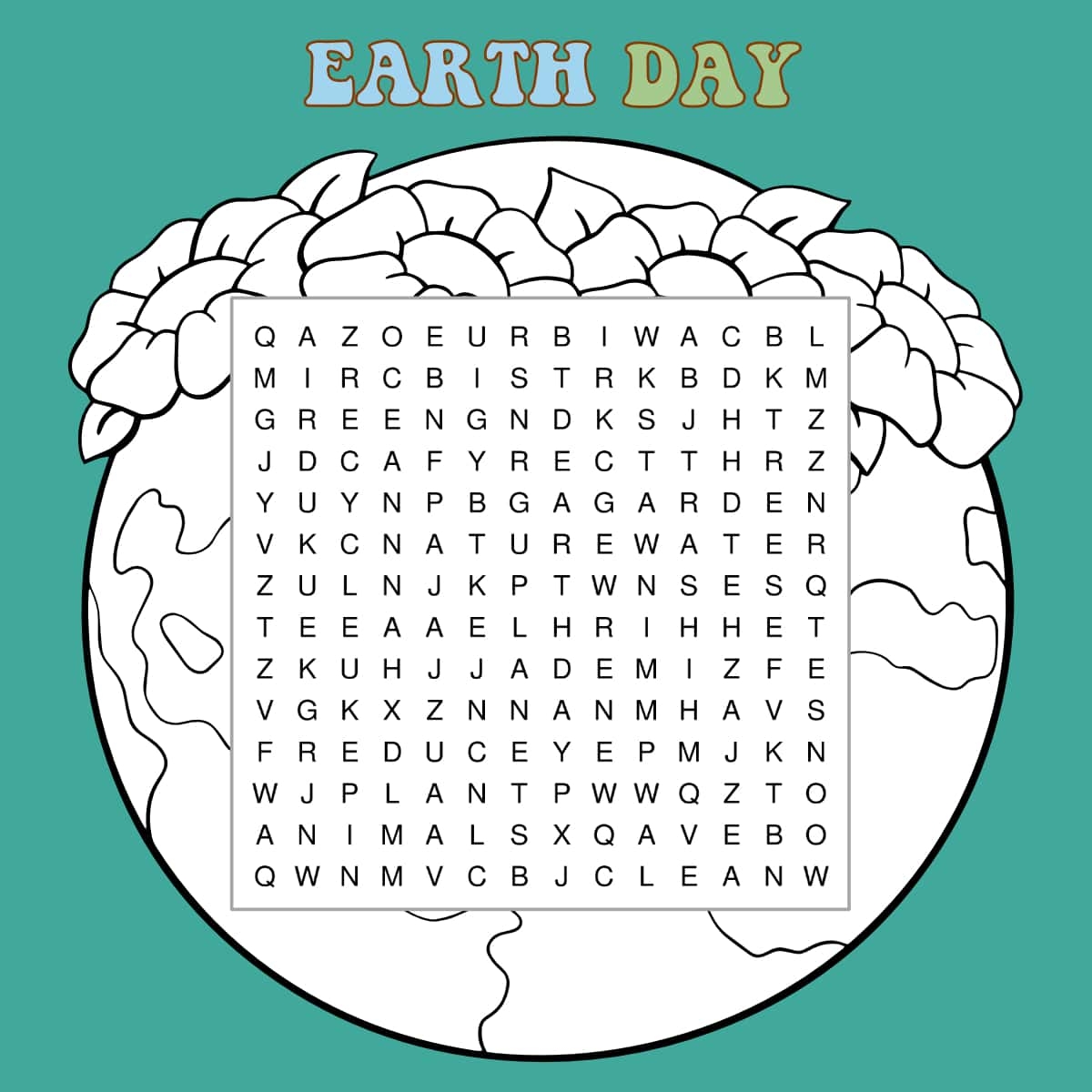 Free Earth Day Word Search Puzzles Celebrate The Planet Artsy 