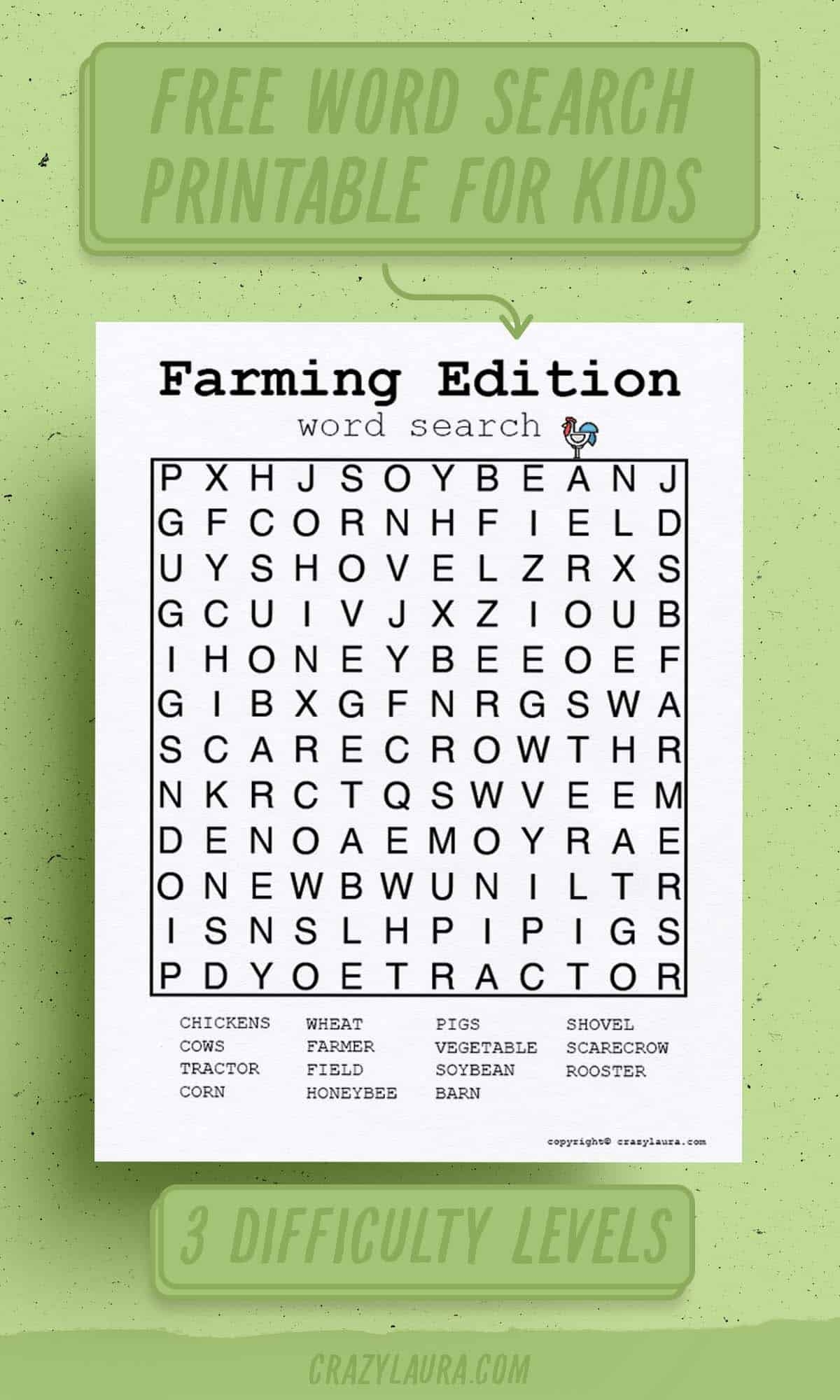 Farming Word Search Printable Farming Word Search Printable
