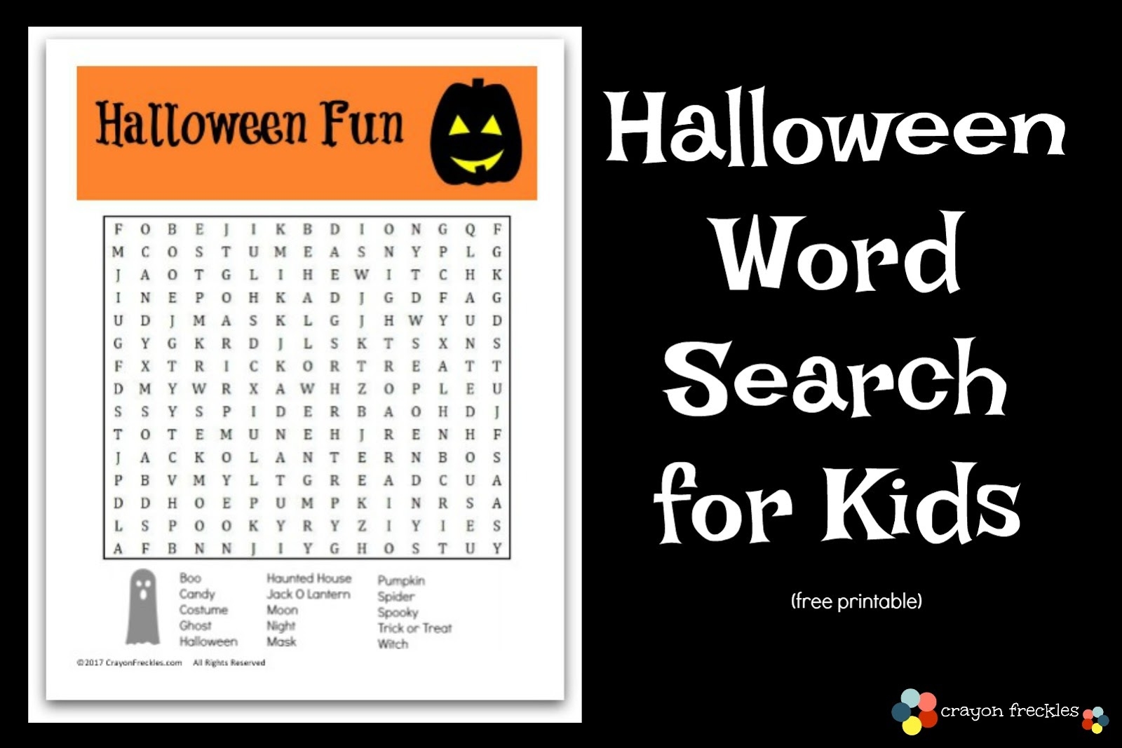 Easy Halloween Word Search Printable Easy Halloween Word Search Printable