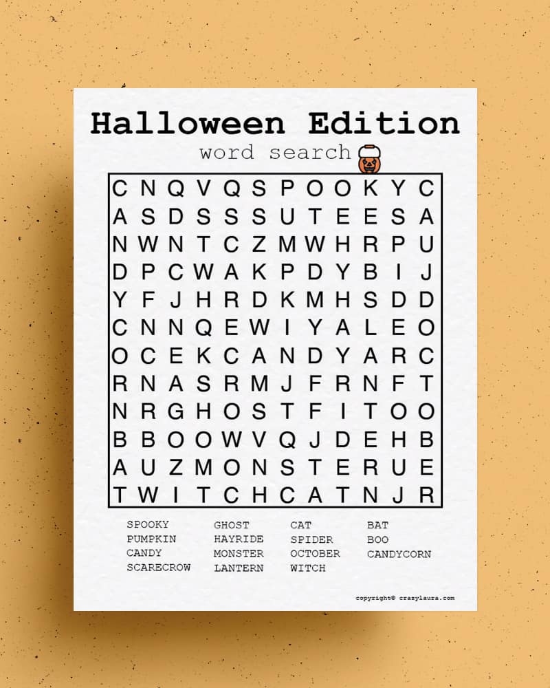Free Halloween Word Search Printable Game Sheets Crazy Laura Free Halloween Word Search Printable Game Sheets Crazy Laura