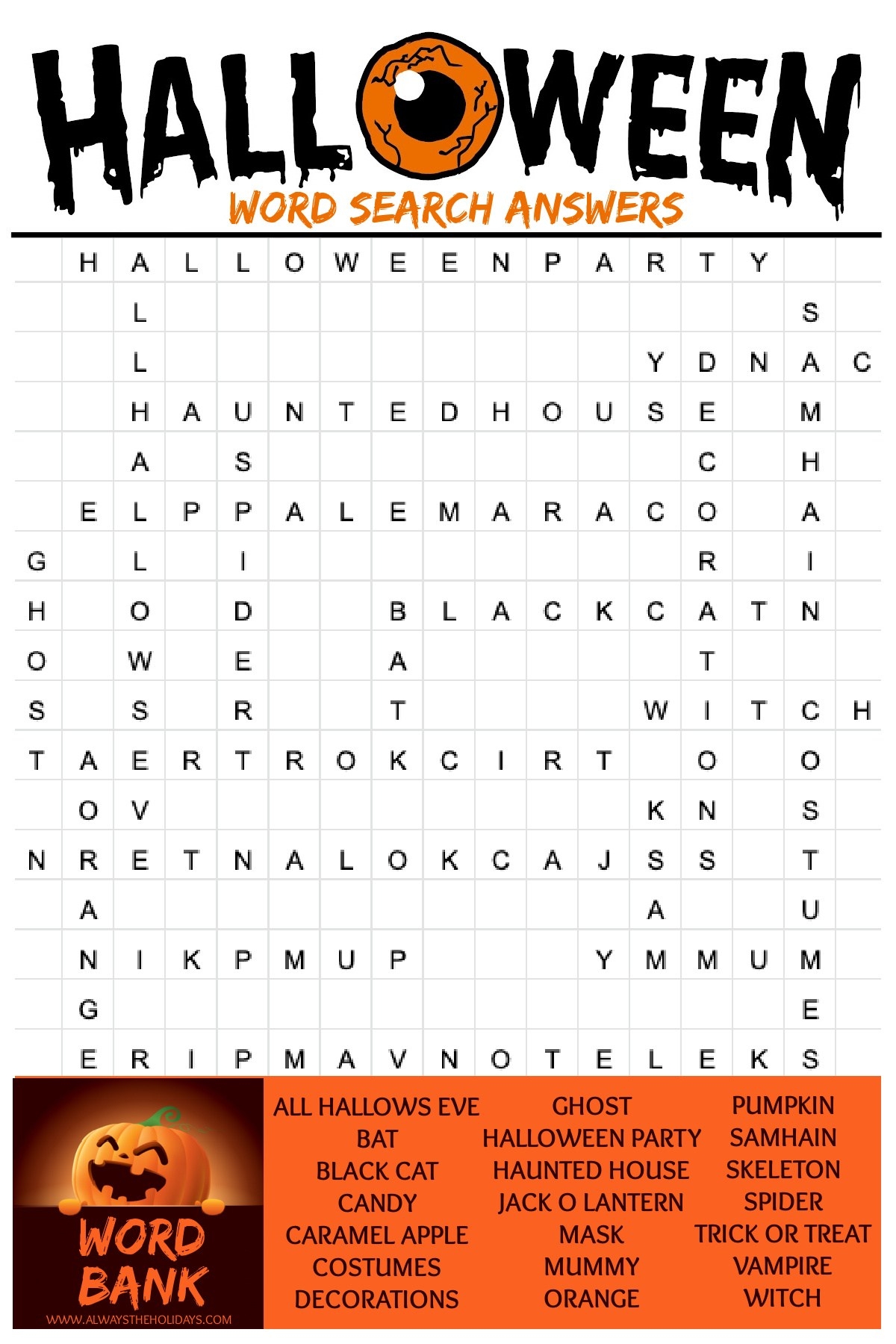 Hard Halloween Word Search Printable Free