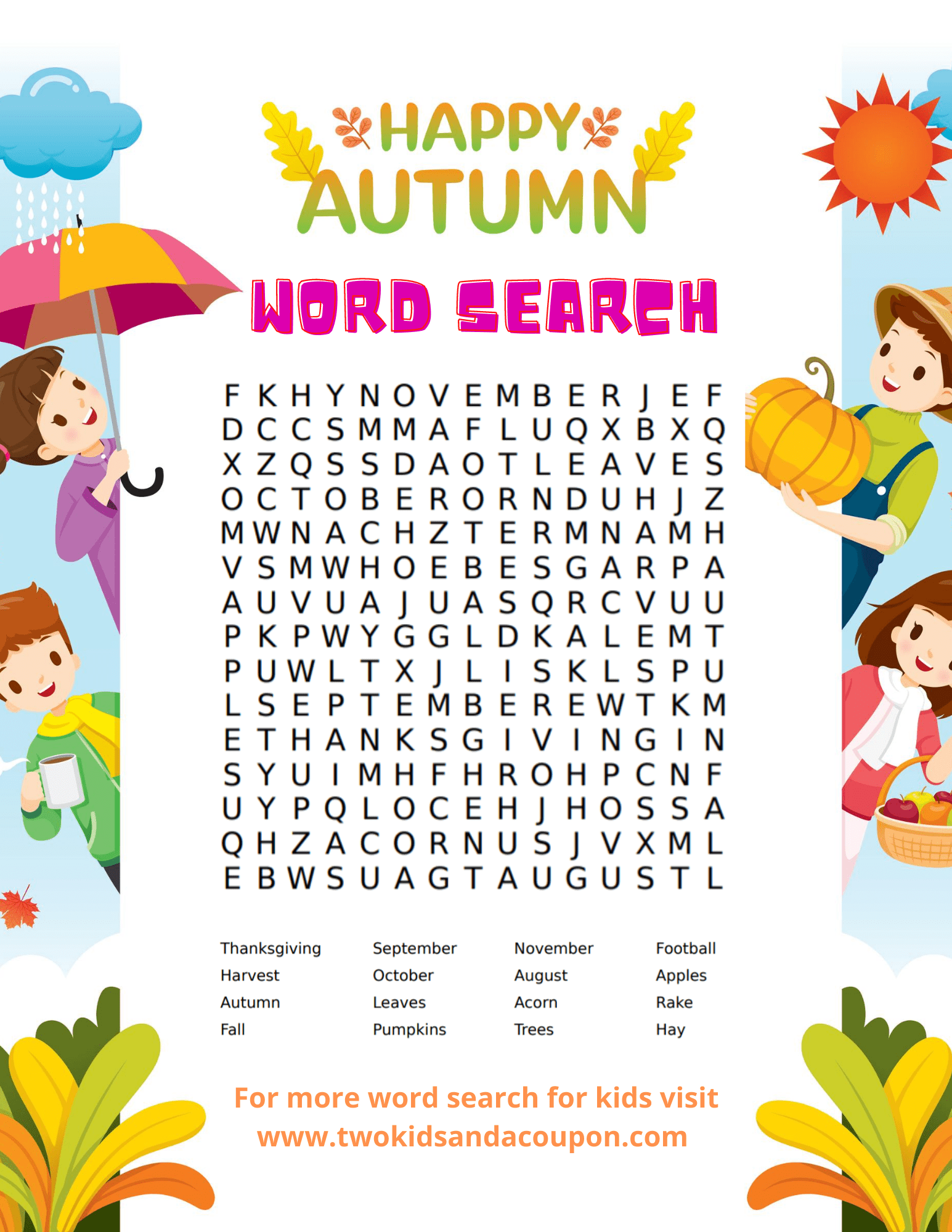 Kids Word Search Free Printable