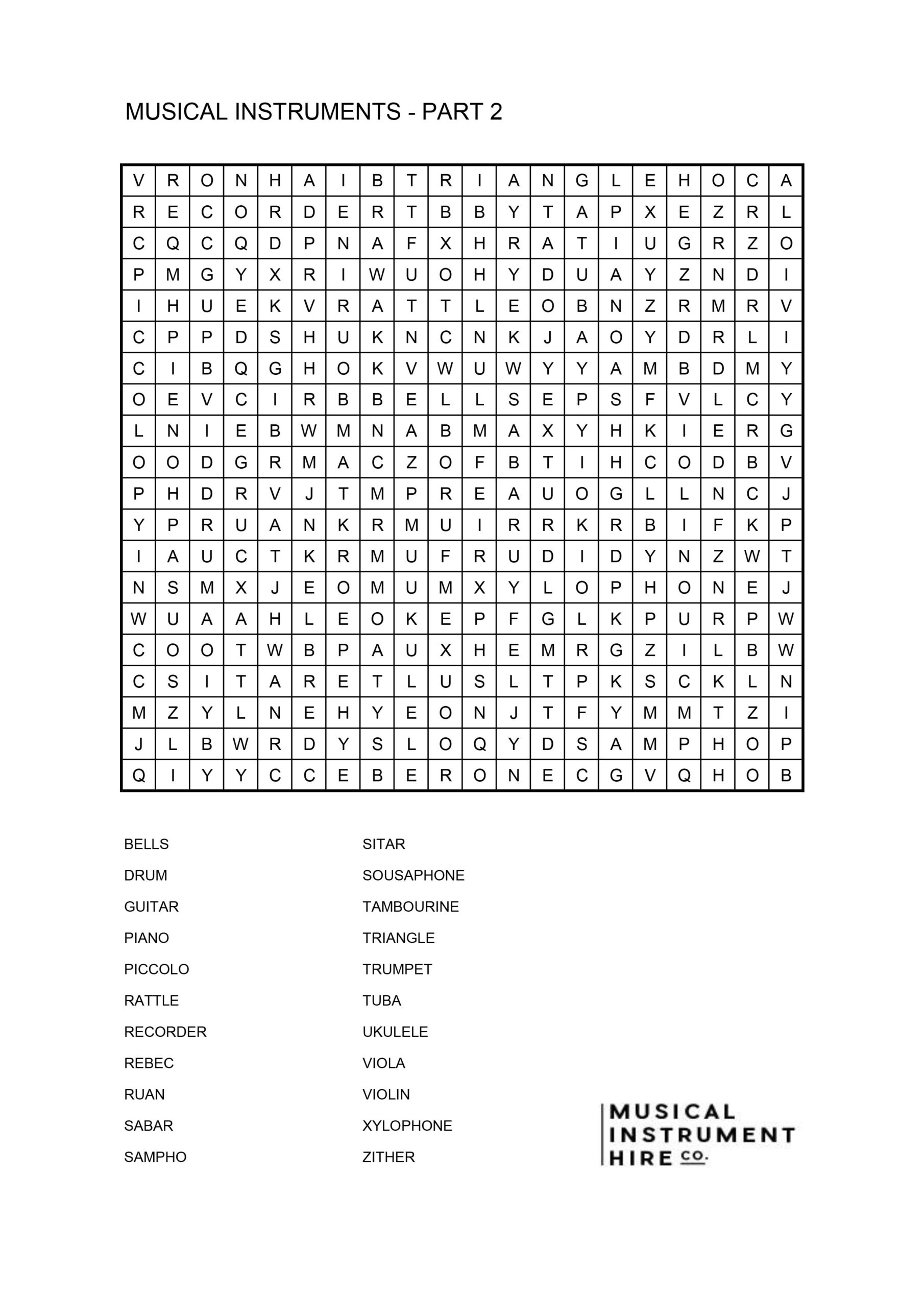 Music Word Searches Printable Music Word Searches Printable