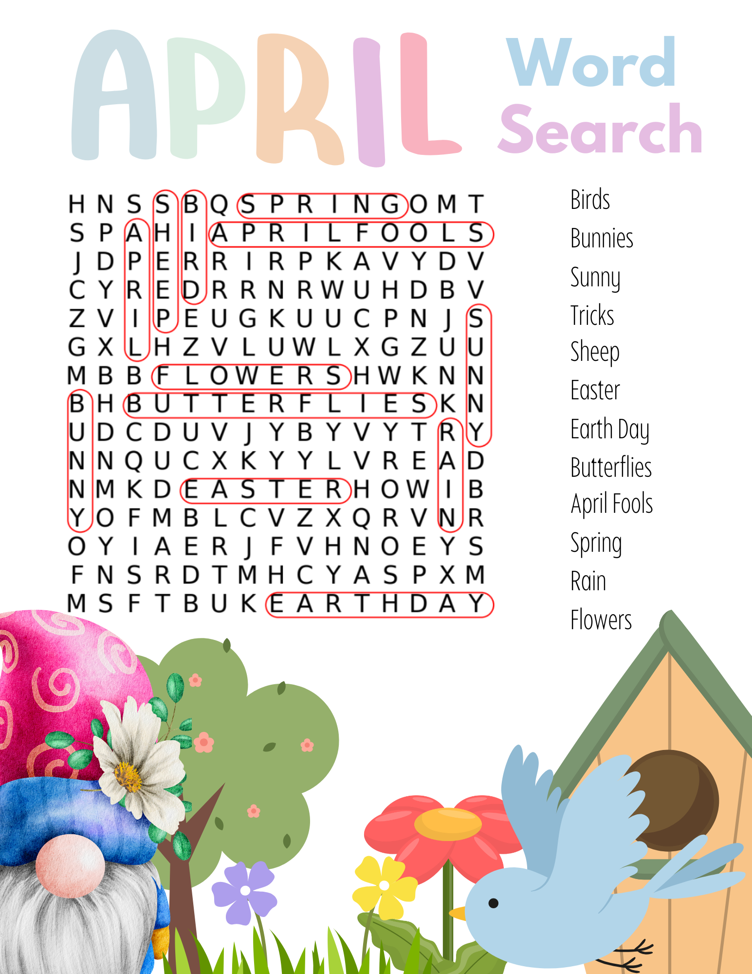 Free Printable April Word Search Puzzle Free Printable April Word Search Puzzle