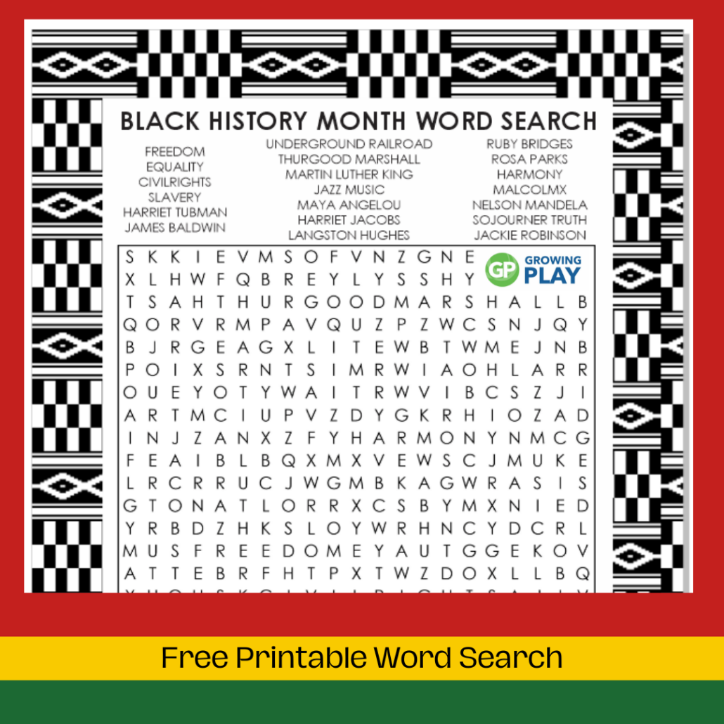 Free Printable Black History Month Word Search Growing Play Free Printable Black History Month Word Search Growing Play