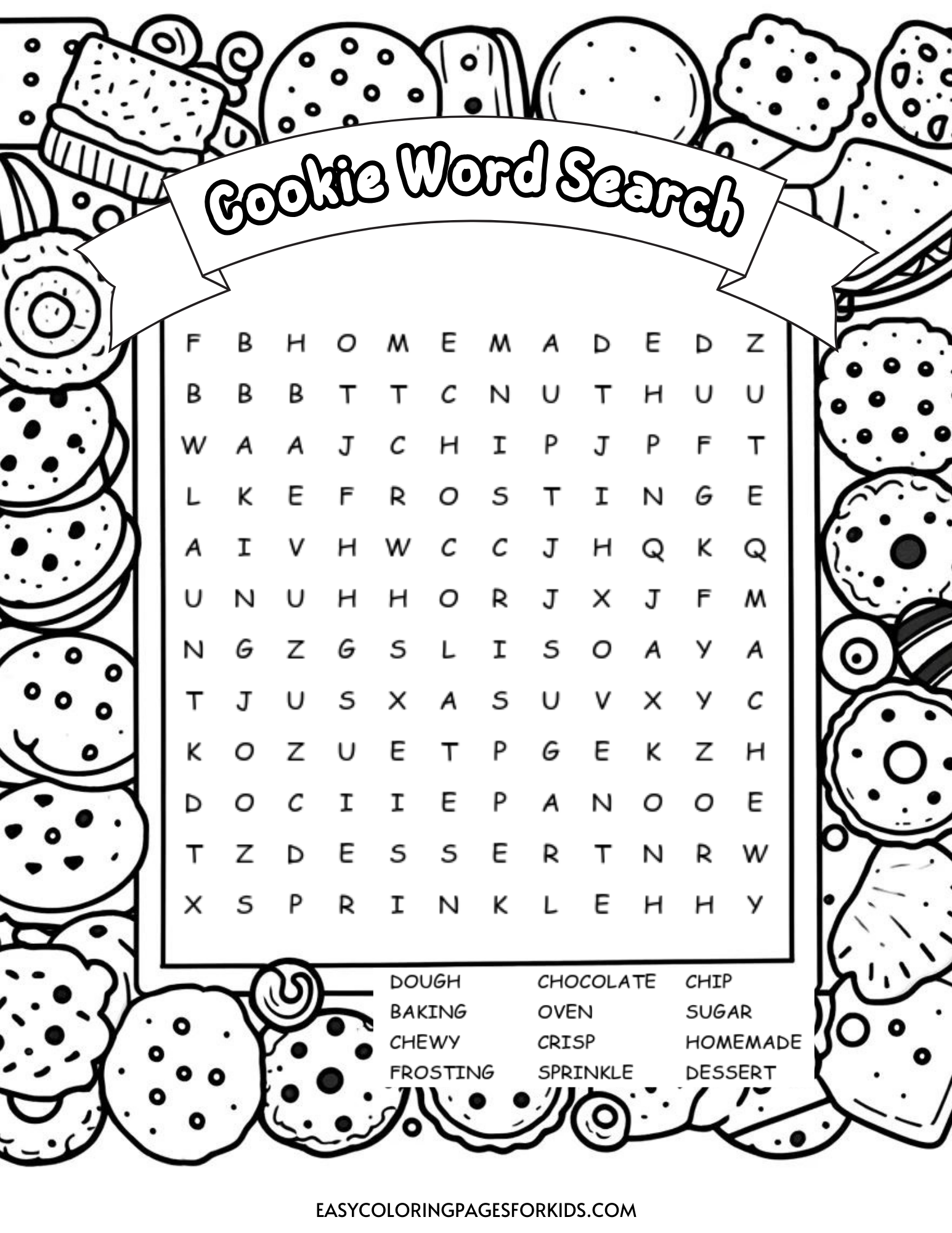 Free Printable Cookie Word Search For Kids Easy Coloring Pages Free Printable Cookie Word Search For Kids Easy Coloring Pages