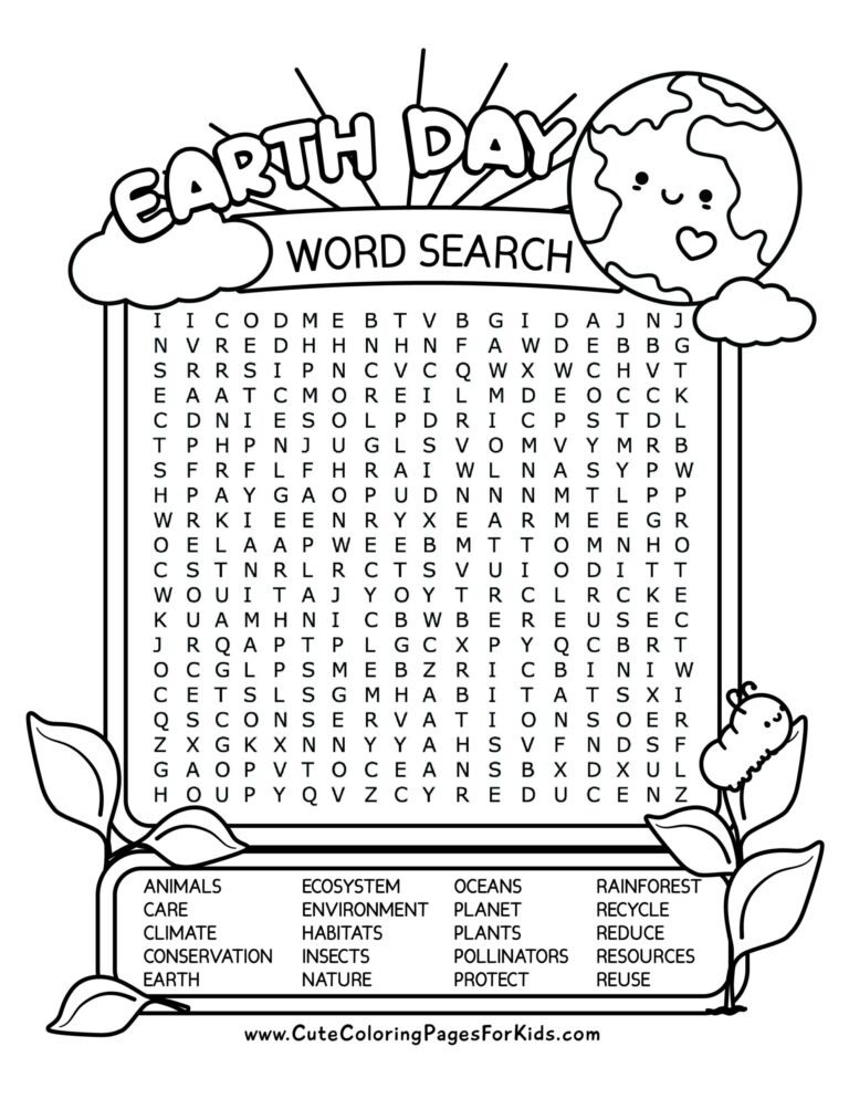 Free Printable Earth Day Word Search Puzzles For Kids Cute 