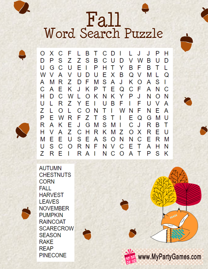 Easy Fall Word Search Puzzles Printable Easy Fall Word Search Puzzles Printable