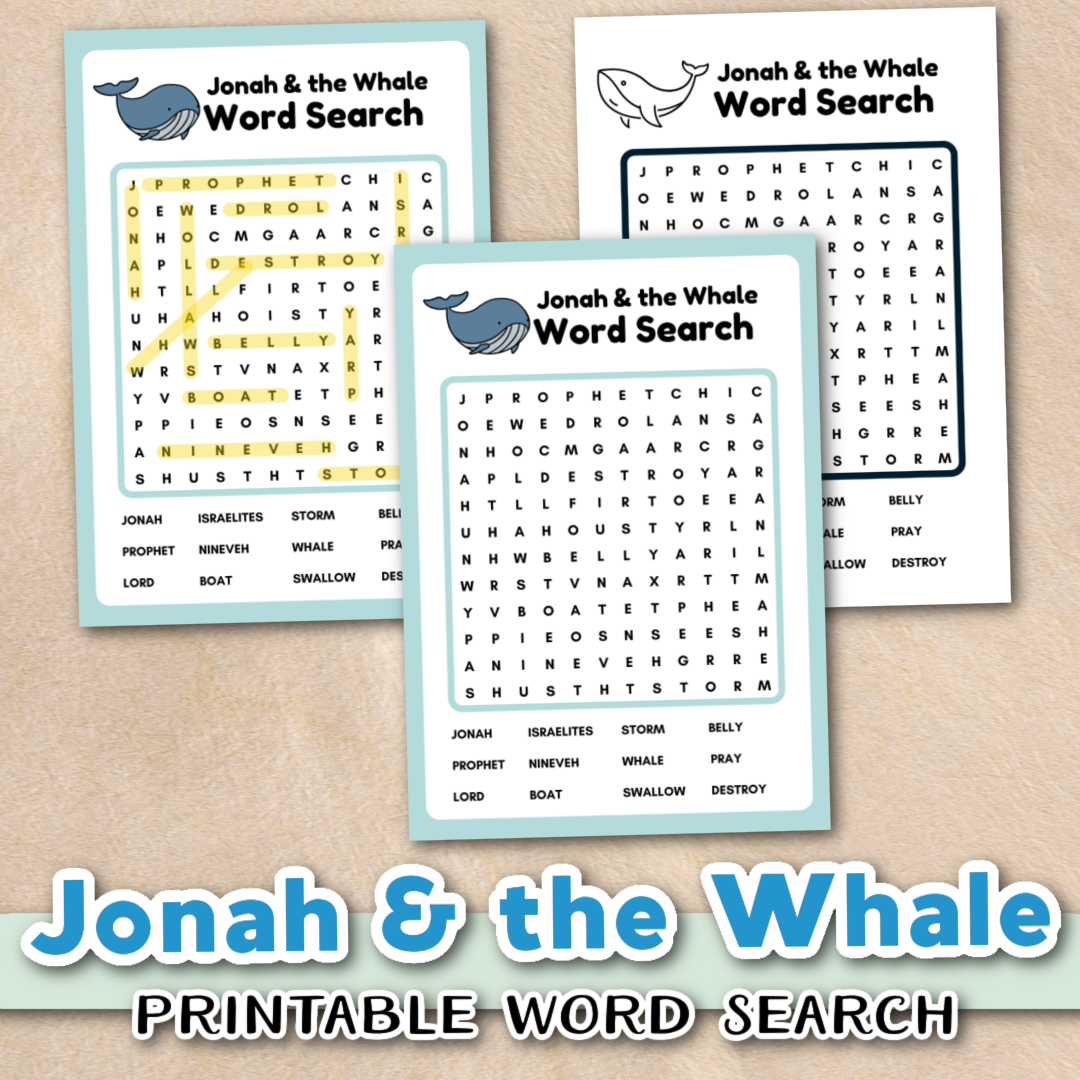Free Printable Jonah And The Whale Word Search For Kids Free Printable Jonah And The Whale Word Search For Kids