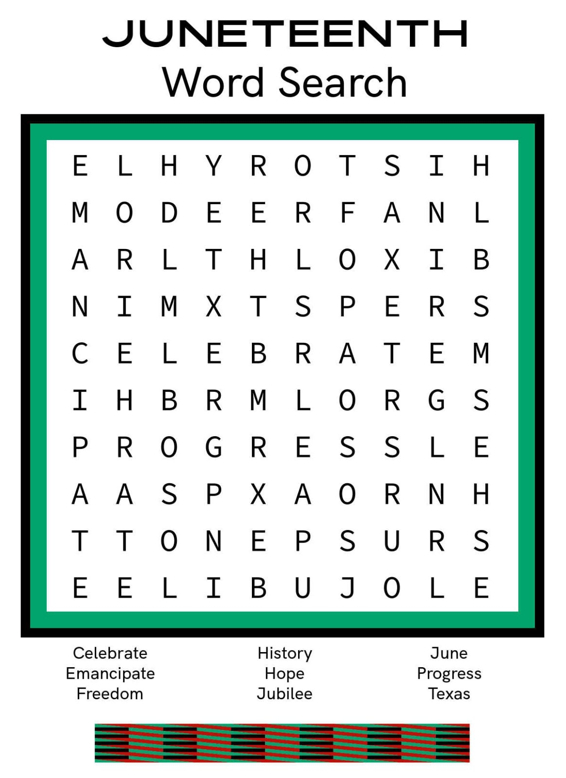 Printable Juneteenth Word Search Printable Juneteenth Word Search