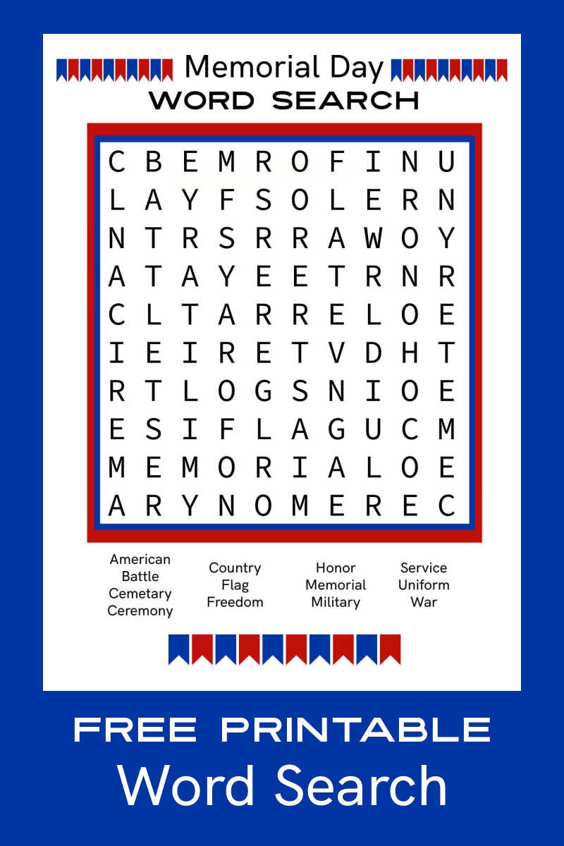 Free Printable Memorial Day Word Search Mama Likes This