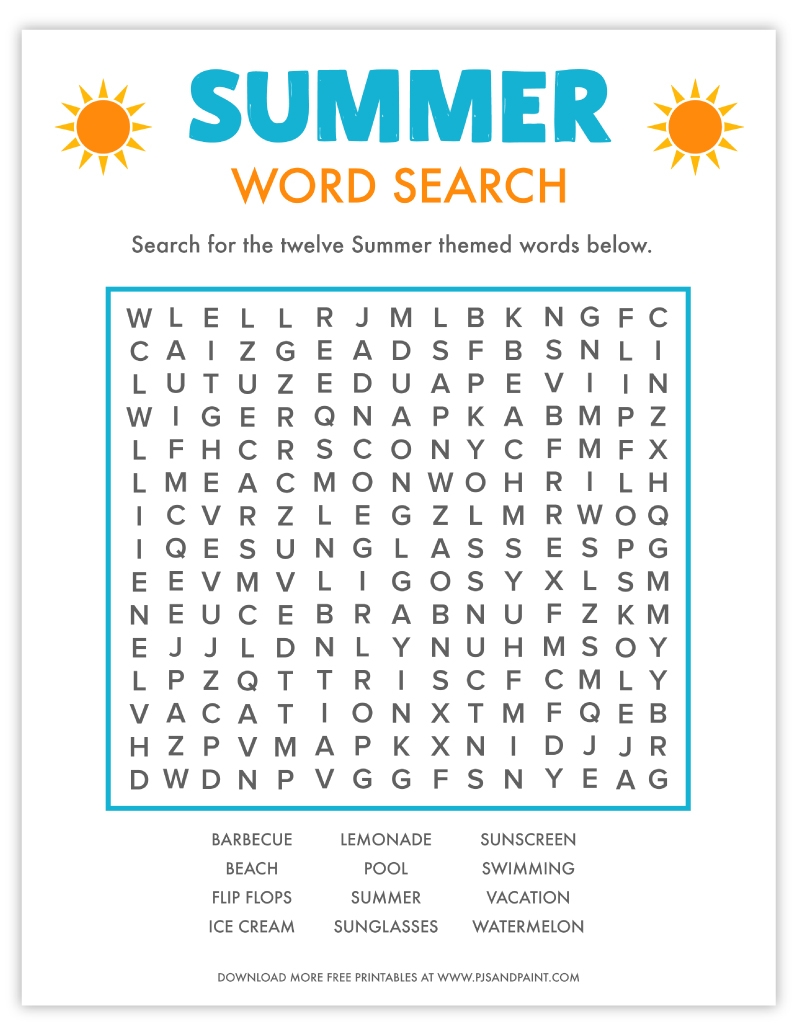 Printable Summer Word Search Pdf Printable Summer Word Search Pdf