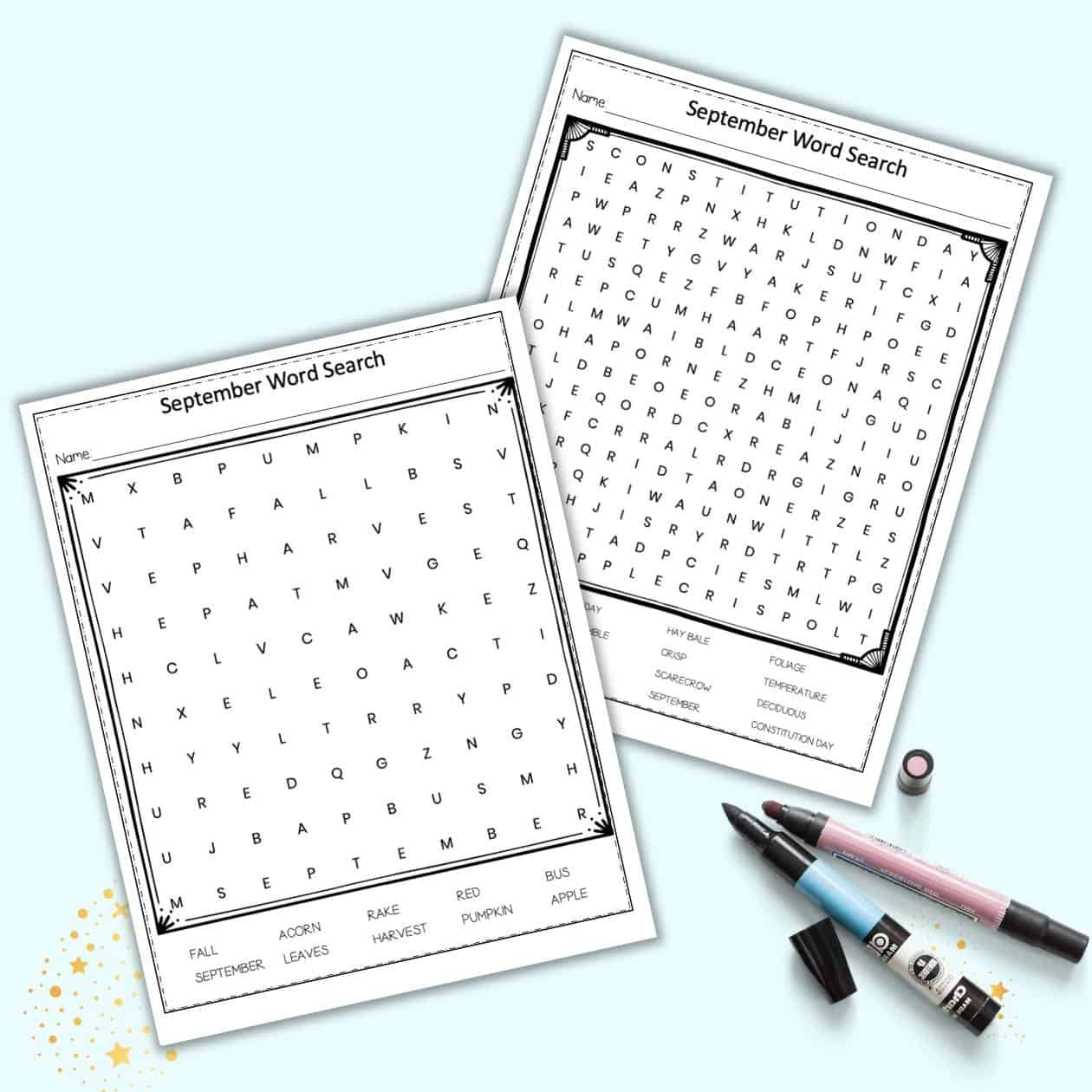 Printable September Word Search Printable September Word Search