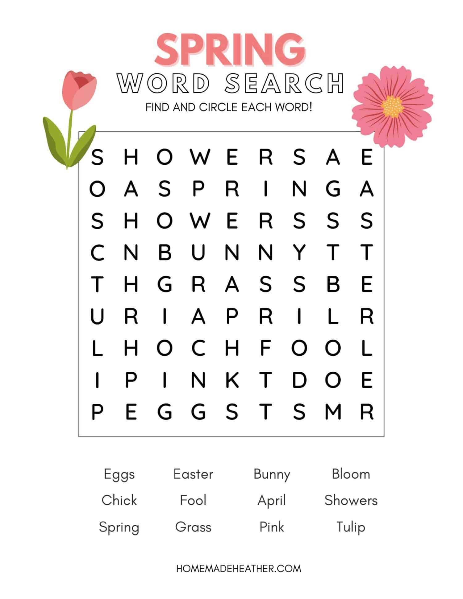 Free Spring Word Search Printable Homemade Heather