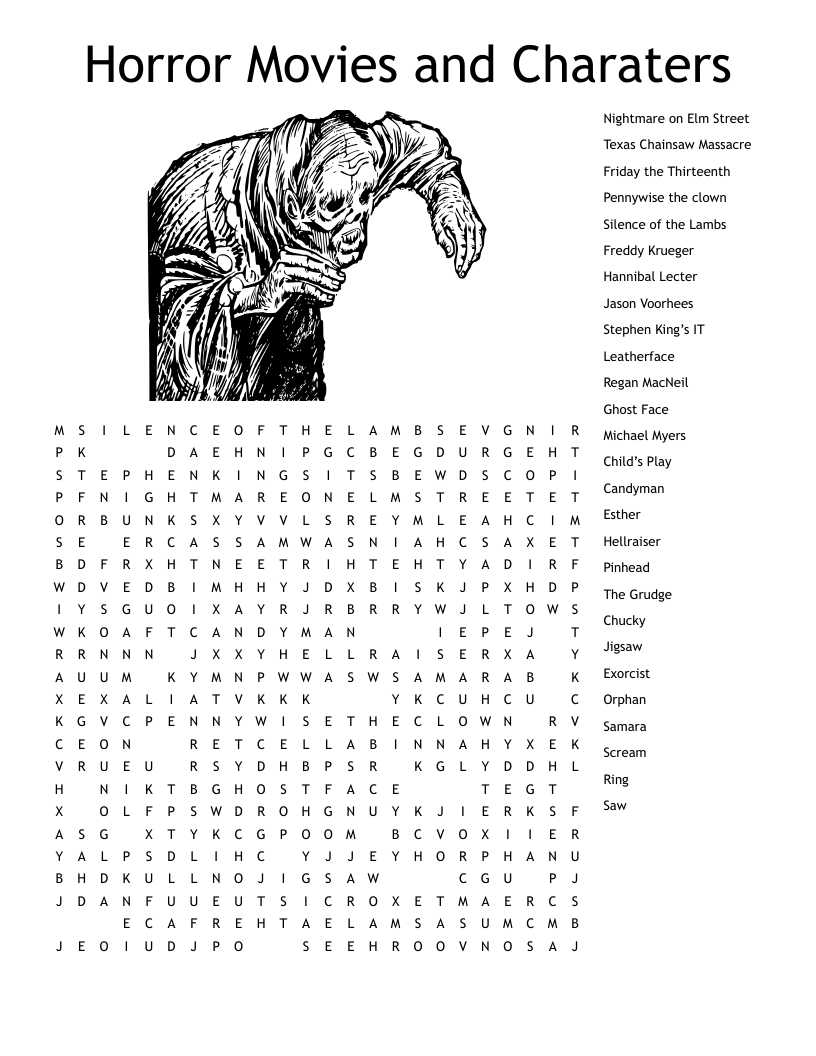 Friday The Thirteenth Word Search WordMint Friday The Thirteenth Word Search WordMint